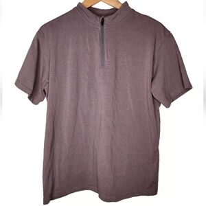 YTD Short Sleeve 1/4 Zip Polo Shirt in Gray Size L